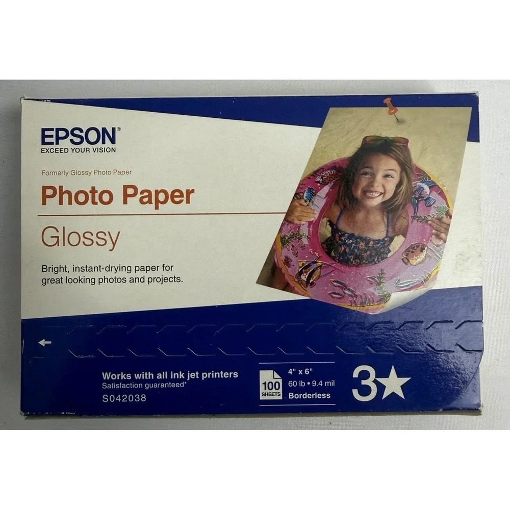 Lot of 4 Epson Glossy Photo Paper 4x6 100 Sheets Pack S042038 Total 400 Sheets